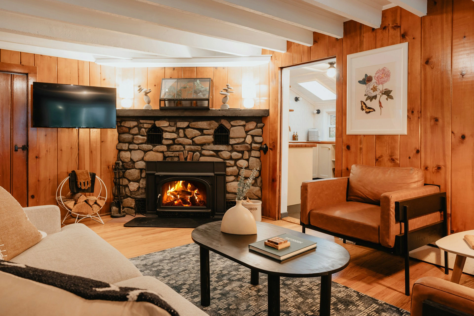 Warm fireplace interior from the H&S Fireplaces homepage banner