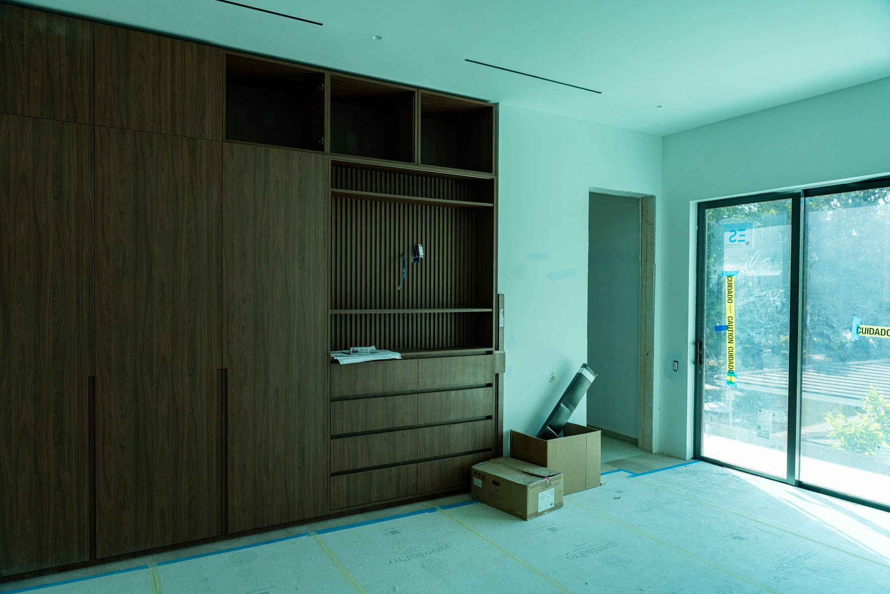 Unfinished interior being evaluated for layout and use